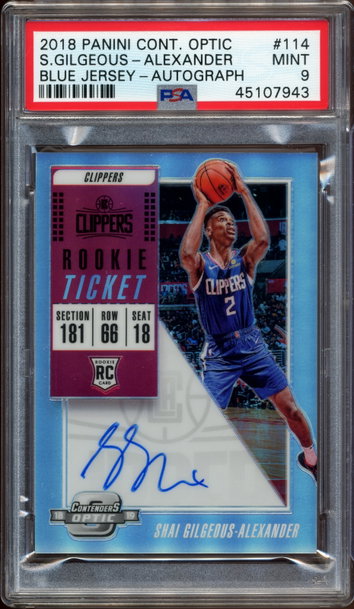 2018-19 Contenders Optic SHAI GILGEOUS ALEXANDER Silver Prizm Auto RC PSA 9