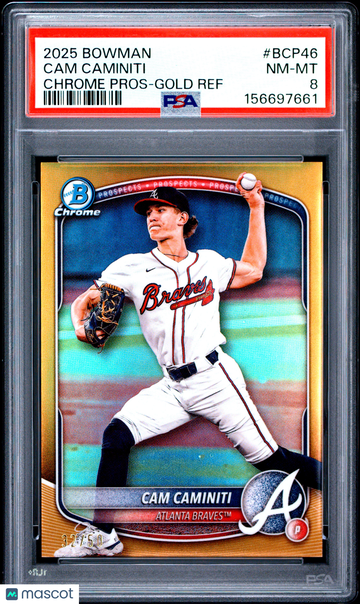 2025 Bowman Chrome Prospects Cam Caminiti #BCP46 Gold Ref /50 PSA 8
