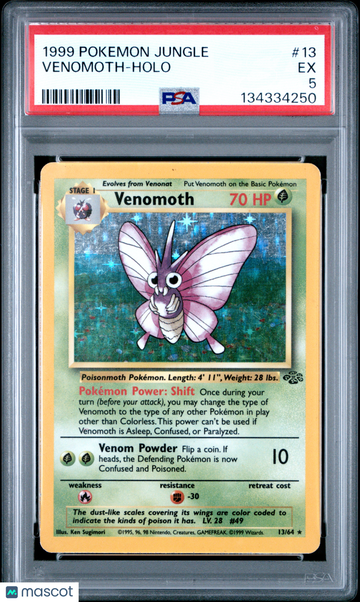 1999 Pokemon Jungle Venomoth Holo PSA 5 #13