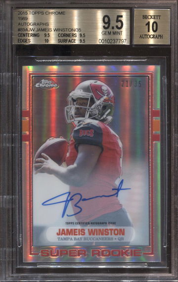 JAMEIS WINSTON 2015 TOPPS CHROME 1989 REFRACTOR AUTO 9.5