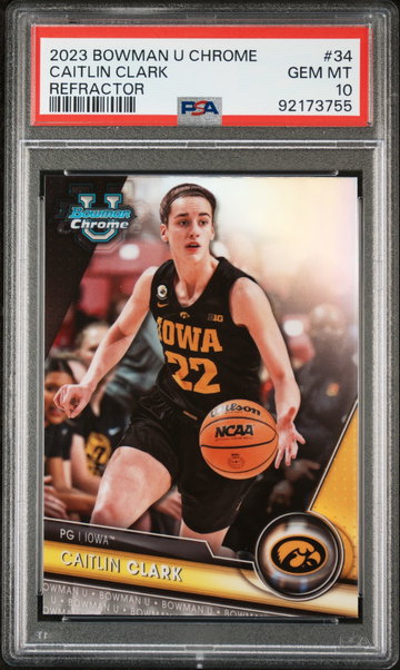 2023 Bowman University Chrome Caitlin Clark #34 PSA 10