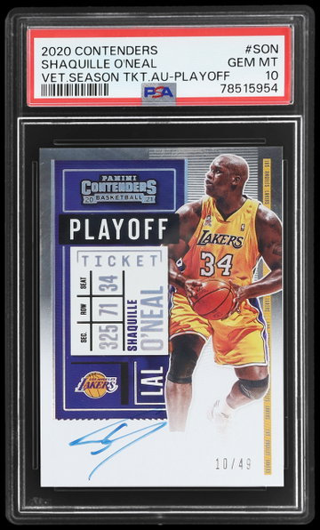 2020 Panini Contenders Shaquille O'neal Veteran Season Ticket Autograph Playoff PSA 10