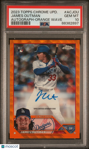 2023 Topps Chrome Update Autograph James Outman #ACJOU Orange Wave Ref PSA 10