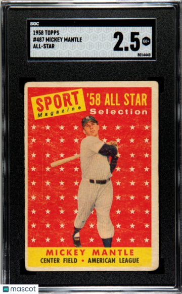 1958 Topps Mickey Mantle #487 All Star SGC 2.5