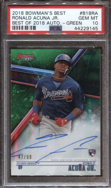 RONALD ACUNA JR. 2018 BOWMANS BEST GREEN REFRACTOR AUTO PSA 10