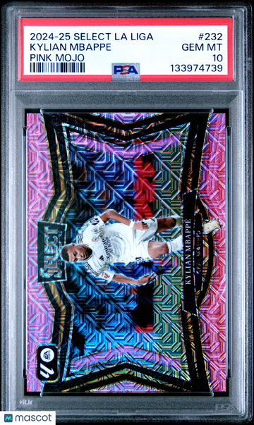 2024-25 Panini Select La Liga Kylian Mbappe #232 Pink Mojo /179 PSA 10