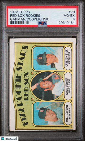 1972 Topps Red Sox Rookies #79 Garman Cooper Fisk PSA 4