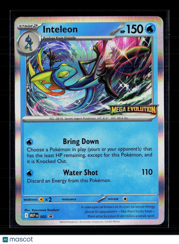Pokemon 2025 Mega Evolution Inteleon Holo Rare Trading Card #002