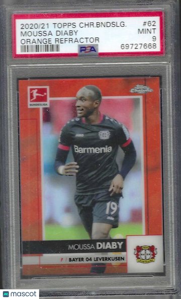 2020 Topps Chrome Bundesliga Moussa Diaby #62 Orange Refractor PSA 10