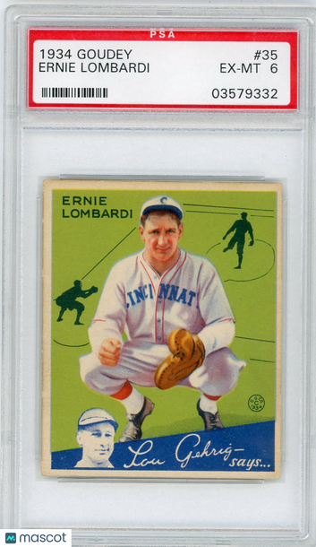 1934 Goudey Ernie Lombardi #35 PSA 6
