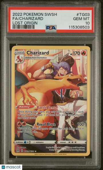 2022 Pokemon Sword & Shield Lost Origin Charizard Fa Lost Origin PSA 10 #TG03