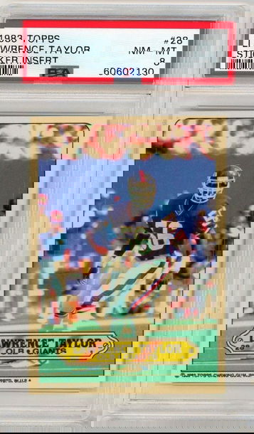 1983 Topps Lawrence Taylor Sticker Insert #28 PSA 8 P1226