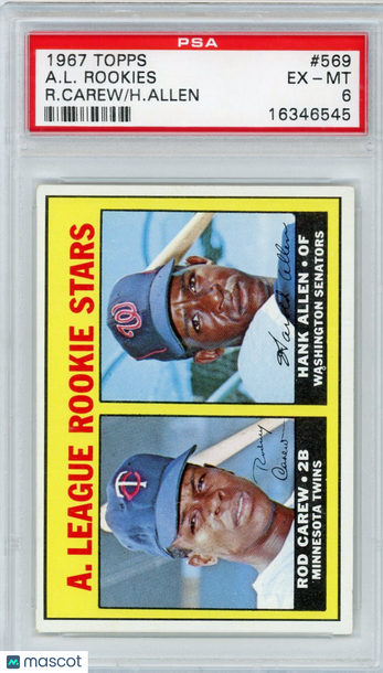 1967 Topps A. L. Rookies #569 R. Carew H. Allen PSA 6