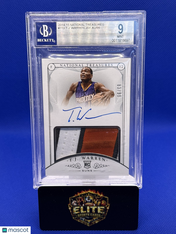 2014-15 Panini National Treasures T.J. Warren #113 SN MEM AU RC BGS 9 Auto 10