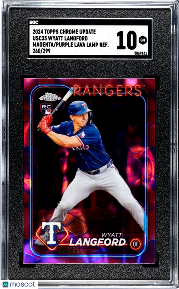 2024 Topps Chrome Update Wyatt Langford #USC35 Magenta Purple Lava Lamp Refractor SGC 10