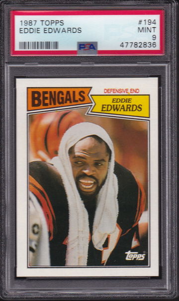 1987 TOPPS FOOTBALL #194 EDDIE EDWARDS PSA 9 MINT BENGALS DE