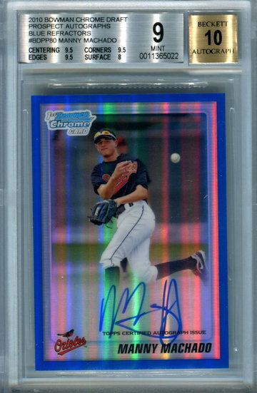 Manny Machado blue refractor BGS 9 auto 10