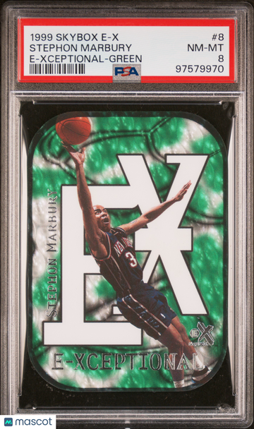 1999 Skybox E-X E-Xceptional Stephon Marbury #8 Green PSA 8