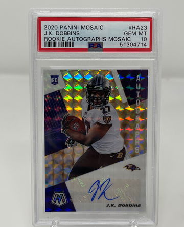 2020 Panini Mosaic J.K Dobbins Rookie Auto Mosaic PSA 10 GEM MT (Canada) 