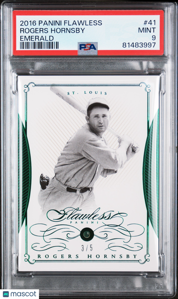 2016 Panini Flawless Rogers Hornsby #41 Emerald /5 PSA 9