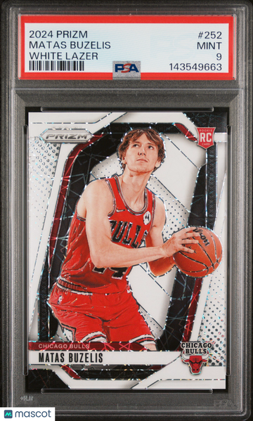2024 Panini Prizm Matas Buzelis #252 White Lazer /275 Rookie RC PSA 9