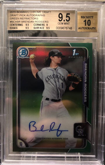 Brendan Rodgers 2015 bowman chrome green Refractor auto BGS 9.5/10 /99