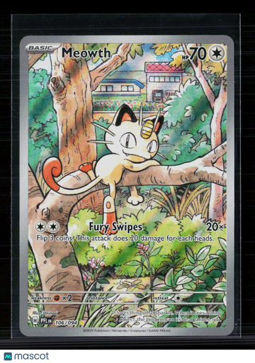2025 Prismatic Evolutions Meowth Holo Secret Rare #106/94
