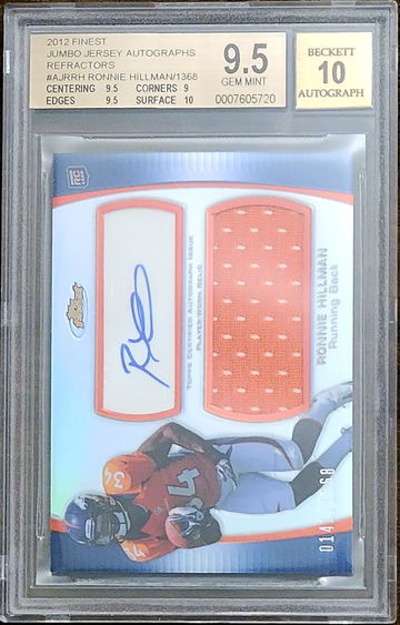 2012 RONNIE HILLMAN RPA Topps Finest Jersey Rookie AUTO 10 Refractor  /1368 BGS 9.5