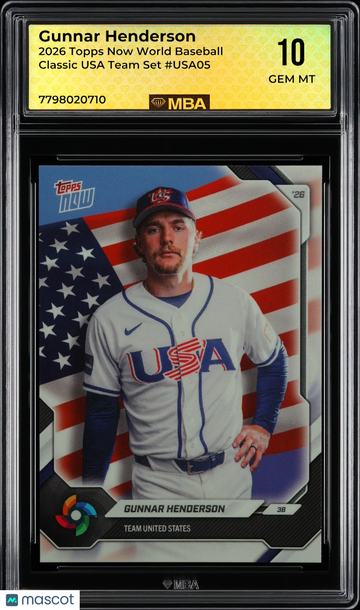 2026 Topps Now World Baseball Classic Gunnar Henderson #USA05 USA Team Set MBA 10