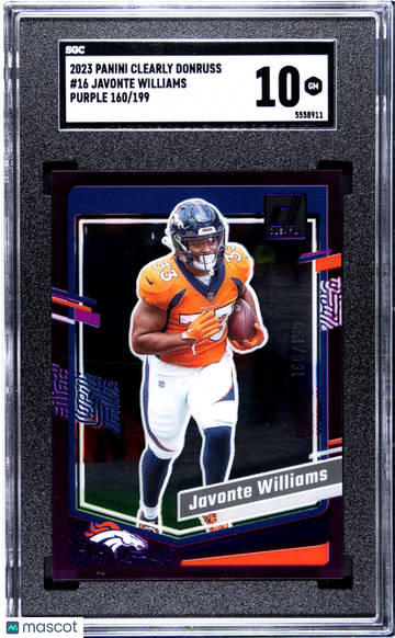 2023 Panini Clearly Donruss Javonte Williams #16 Purple SGC 10