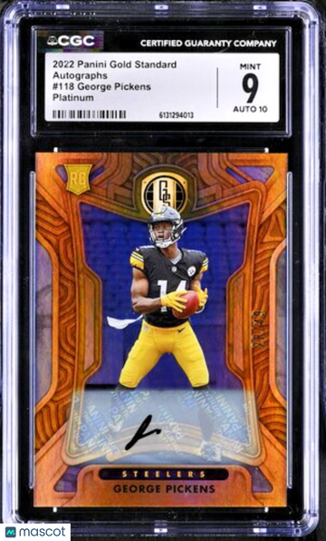 Graded 9 2022 Panini Gold Standard George Pickens Auto GDA-GPI Rookie Insert Steelers Football Card