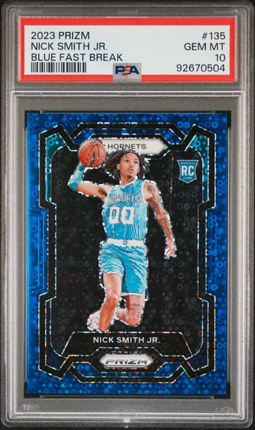 2023 Panini Prizm Prizms Fast Break Blue Nick Smith Jr. #135 /150 PSA 10