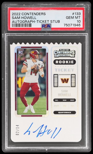 2022 Panini Contenders Sam Howell Rookie Ticket Stub Autograph PSA 10 RC