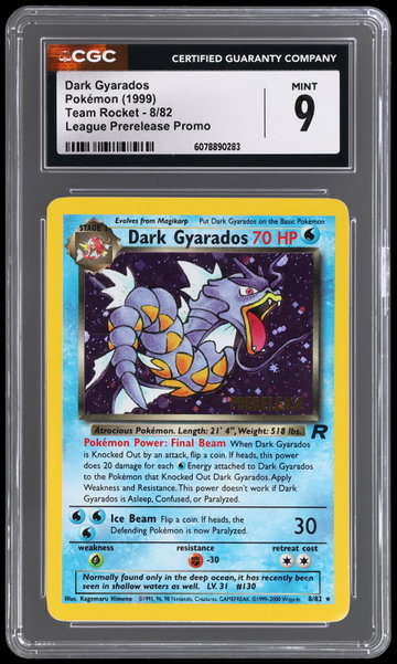 1999 Pokemon Team Rocket Dark Gyarados League Prerelease Promo CGC 9