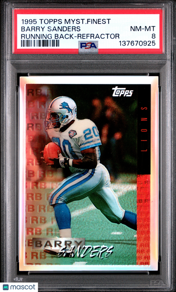 1995 Topps Mystery Finest Barry Sanders Running Back Refractor PSA 8