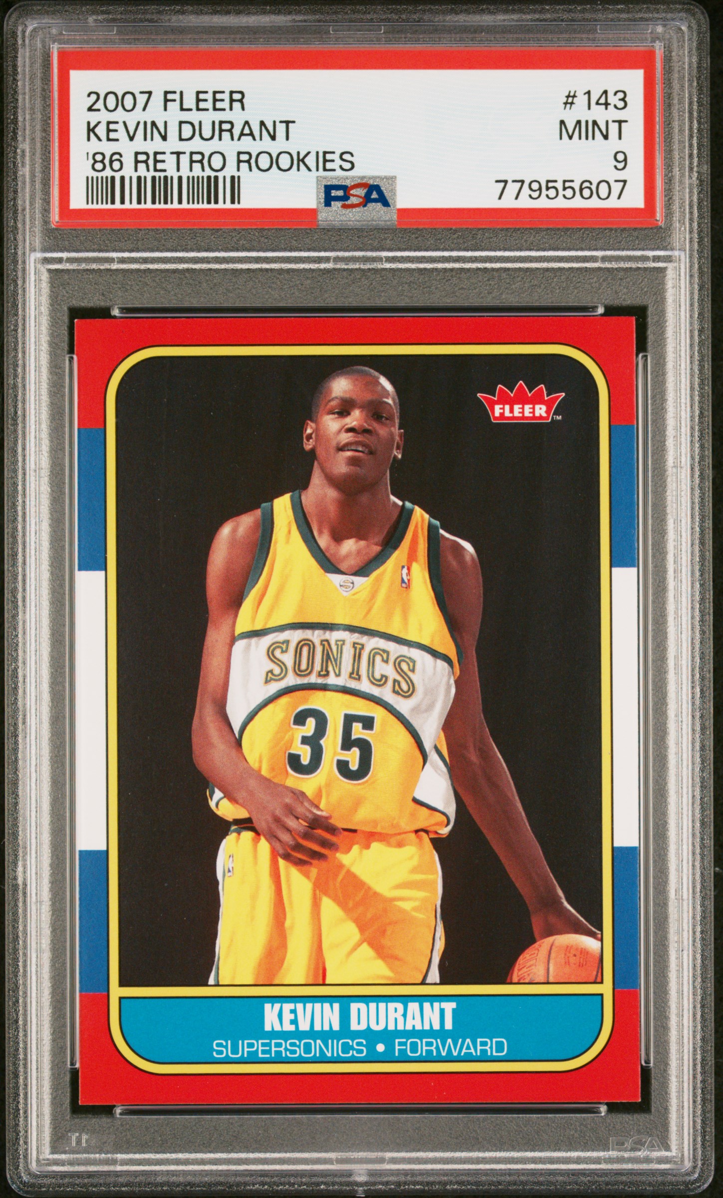 2007 Fleer '86 Retro Rookies  Kevin Durant #143  PSA 9 RC