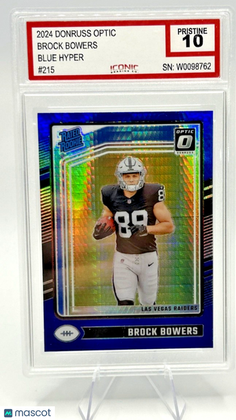 2024 Panini Donruss Optic Brock Bowers #215 Blue Hyper Prizm Parallel/Variety Rookie Base Set 10