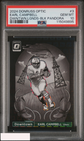 2024 DONRUSS OPTIC DOWNTOWN LEGENDS EARL CAMPBELL #3 BLACK PANDORA OF 25 PSA 10