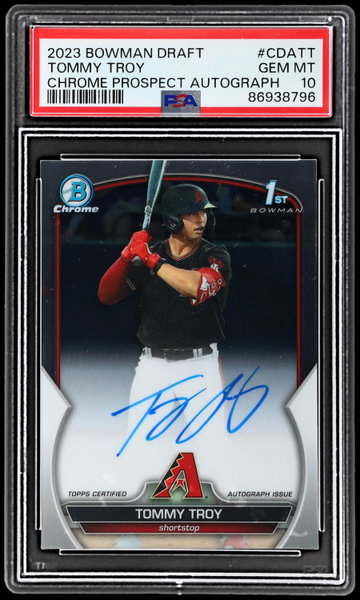 2023 Bowman Draft Tommy Troy Chrome Prospect Autograph PSA 10