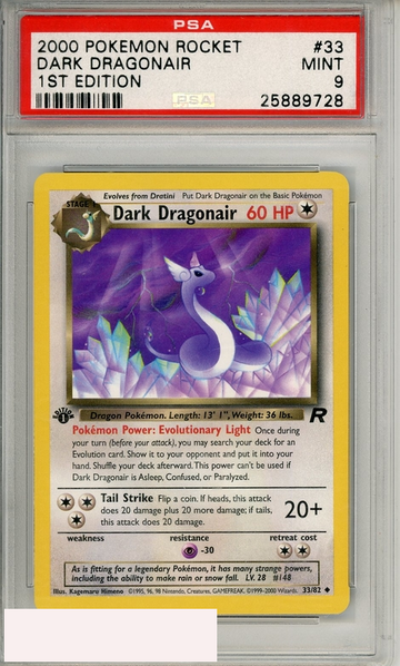 2000 POKEMON ROCKET DARK DRAGONAIR #33 1ST EDITION PSA 9 MINT