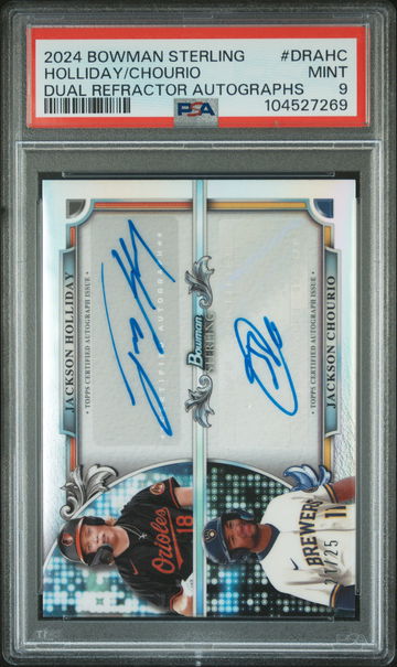 2024 Bowman Sterling Dual Refractor Autographs Holliday/Chourio #DRAHC /25 PSA 9