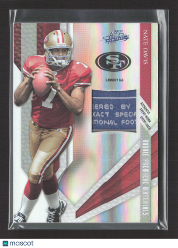 2009 Panini Absolute Memorabilia Nate Davis #234 Authentic Event-Worn Event-Used Laundry Tag Rookie Premiere Materials