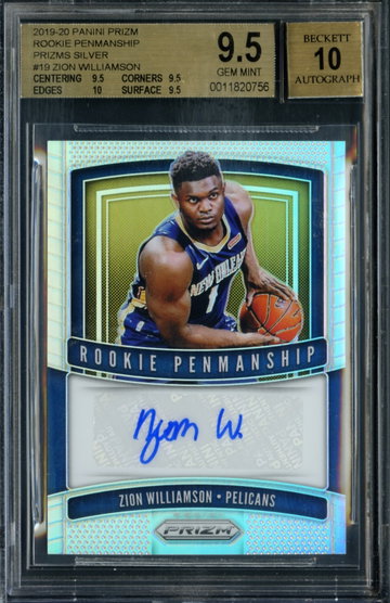 Zion Williamson Penmanship Silver Prizm BGS 9.5 Gem Mint