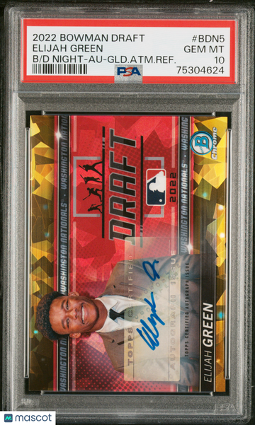 2022 Bowman Draft Bowman Draft Night Elijah Green #BDN5 Au GLD. Atm. Refractor PSA 10