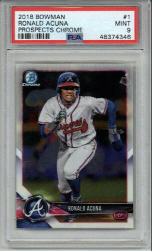 2018 BOWMAN PROSPECTS CHROME #1 RONALD ACUNA JR. BASEBALL CARD BRAVES PSA 9 MINT