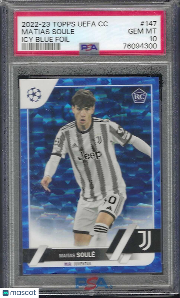 2022 Topps UEFA Club Competitions Matias Soule #147 Icy Blue Foil PSA 10