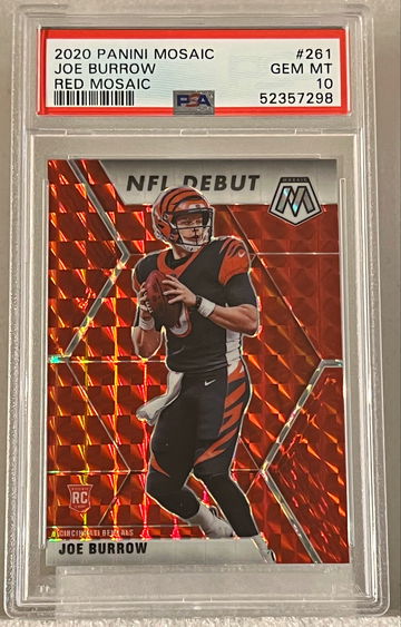 2020 Panini Mosaic Joe Burrow RC #261 Red Prizm PSA 10 Gem Mint