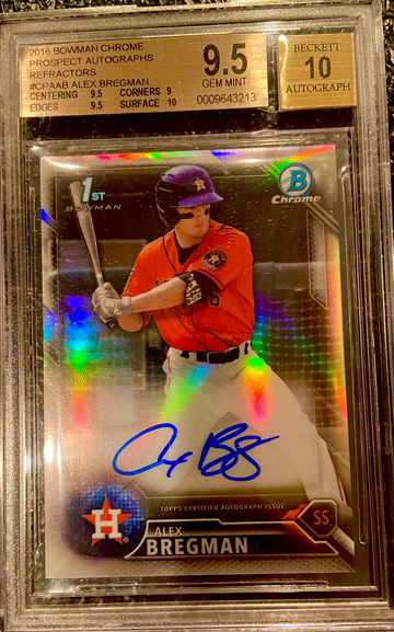 2016 Bowman Chrome Alex Bregman Refractor Auto RC BGS 9.5 gem mint +