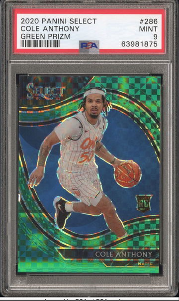 2020-21 Panini Select Courtside Green /5 Prizm Cole Anthony RC PSA 9