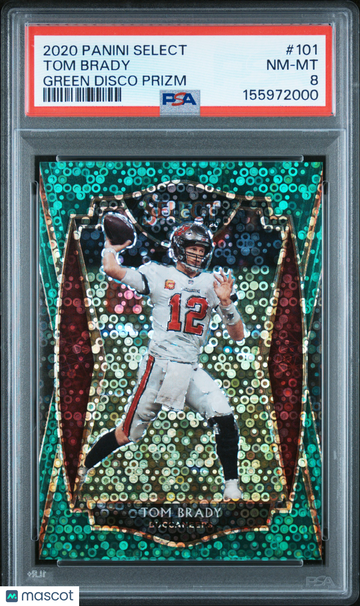 2020 Panini Select Tom Brady #101 Green Disco Prizm PSA 8